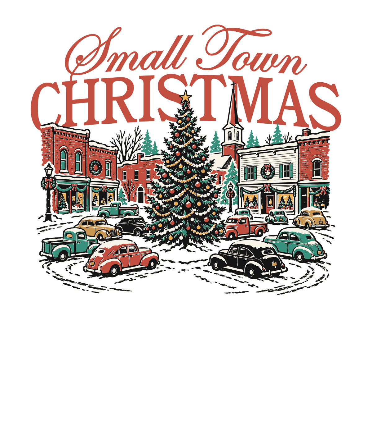 Small Town Christmas Tee or Crew Sweatshirt