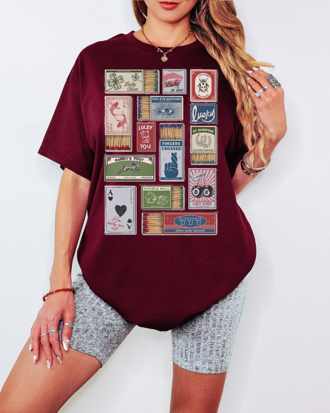 Lucky Matchbox Collage Tee or Crew Sweatshirt