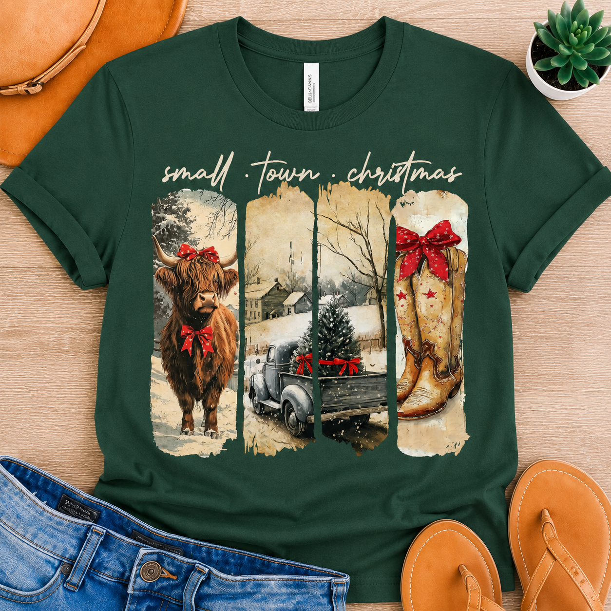 Small Town Christmas Western Graphic Tee & Crewneck