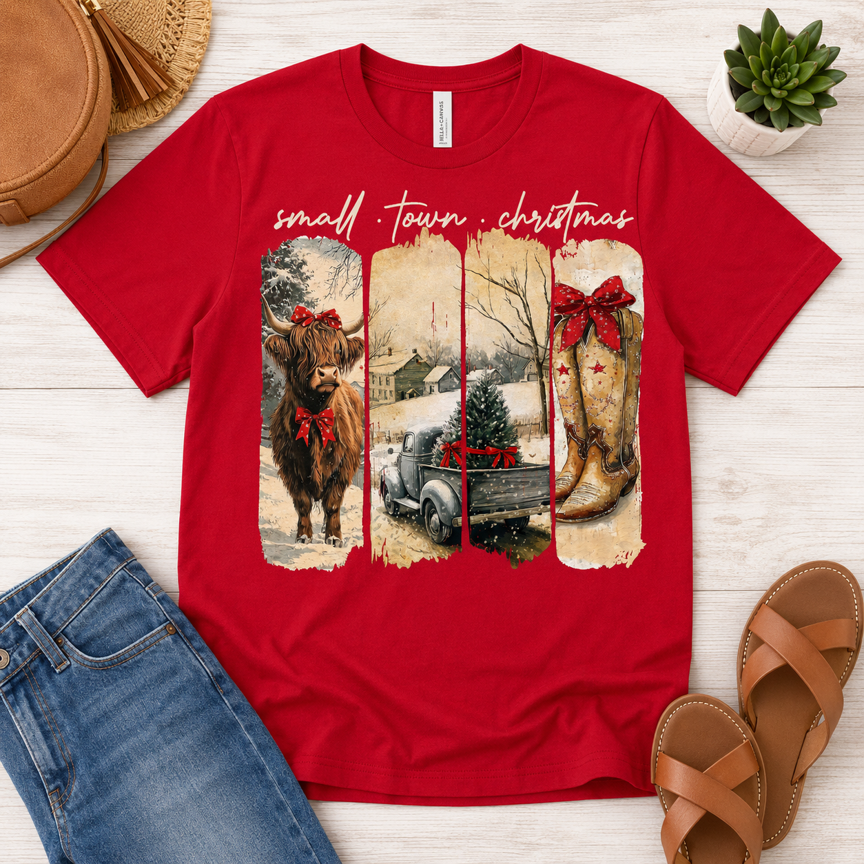 Small Town Christmas Western Graphic Tee & Crewneck