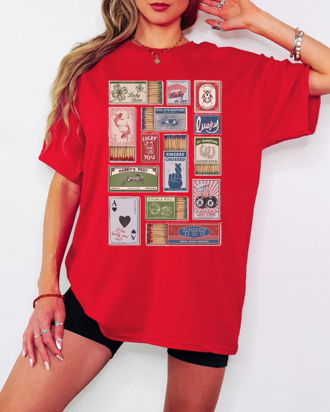 Lucky Matchbox Collage Tee or Crew Sweatshirt