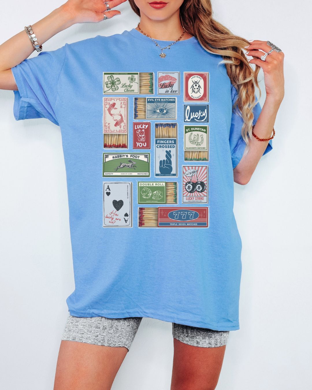 Lucky Matchbox Collage Tee or Crew Sweatshirt