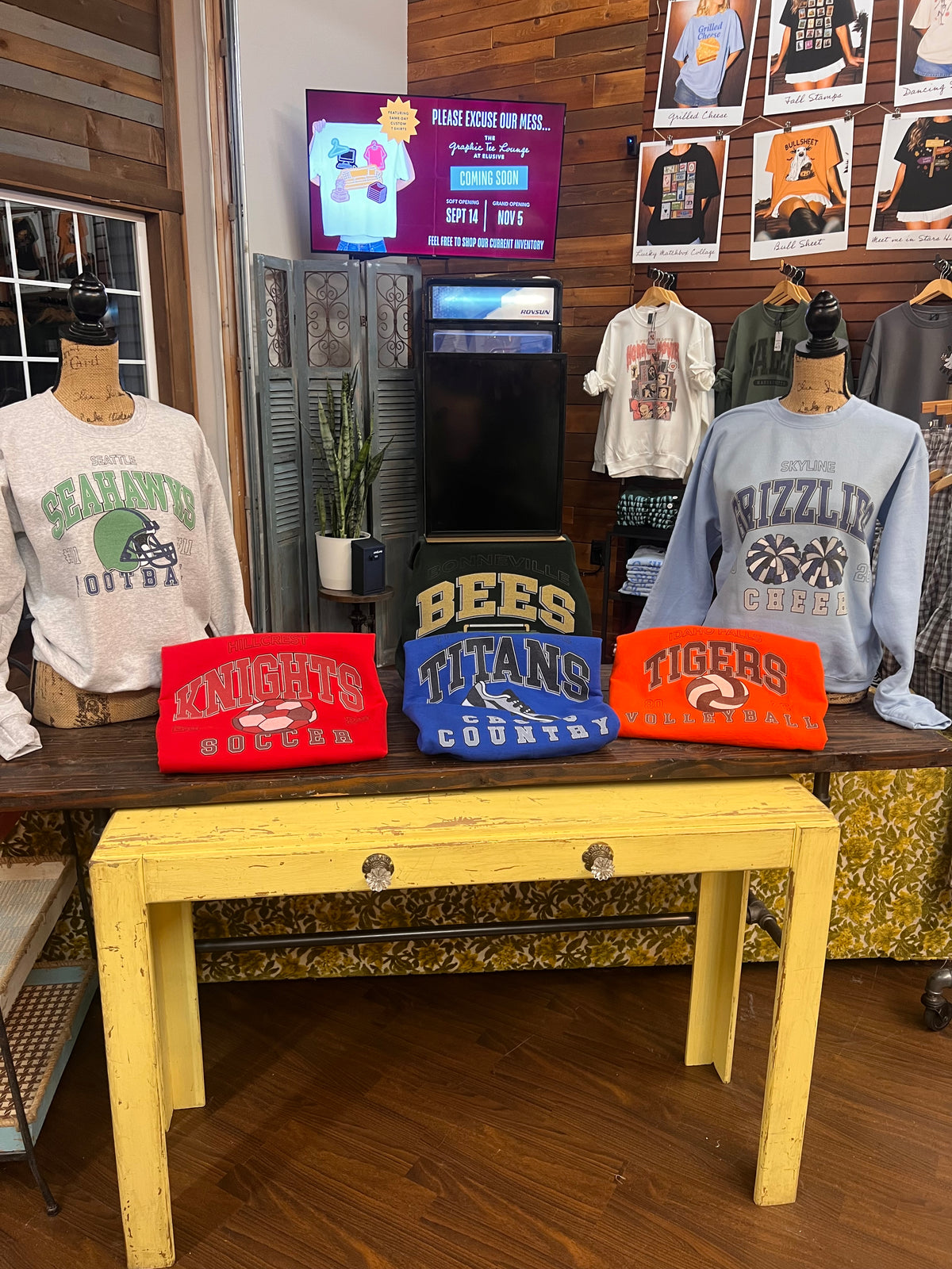 Custom Vintage Sports Tee, Crew Sweatshirt or Hoodie