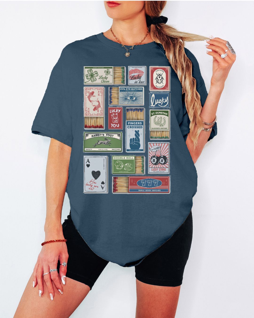 Lucky Matchbox Collage Tee or Crew Sweatshirt