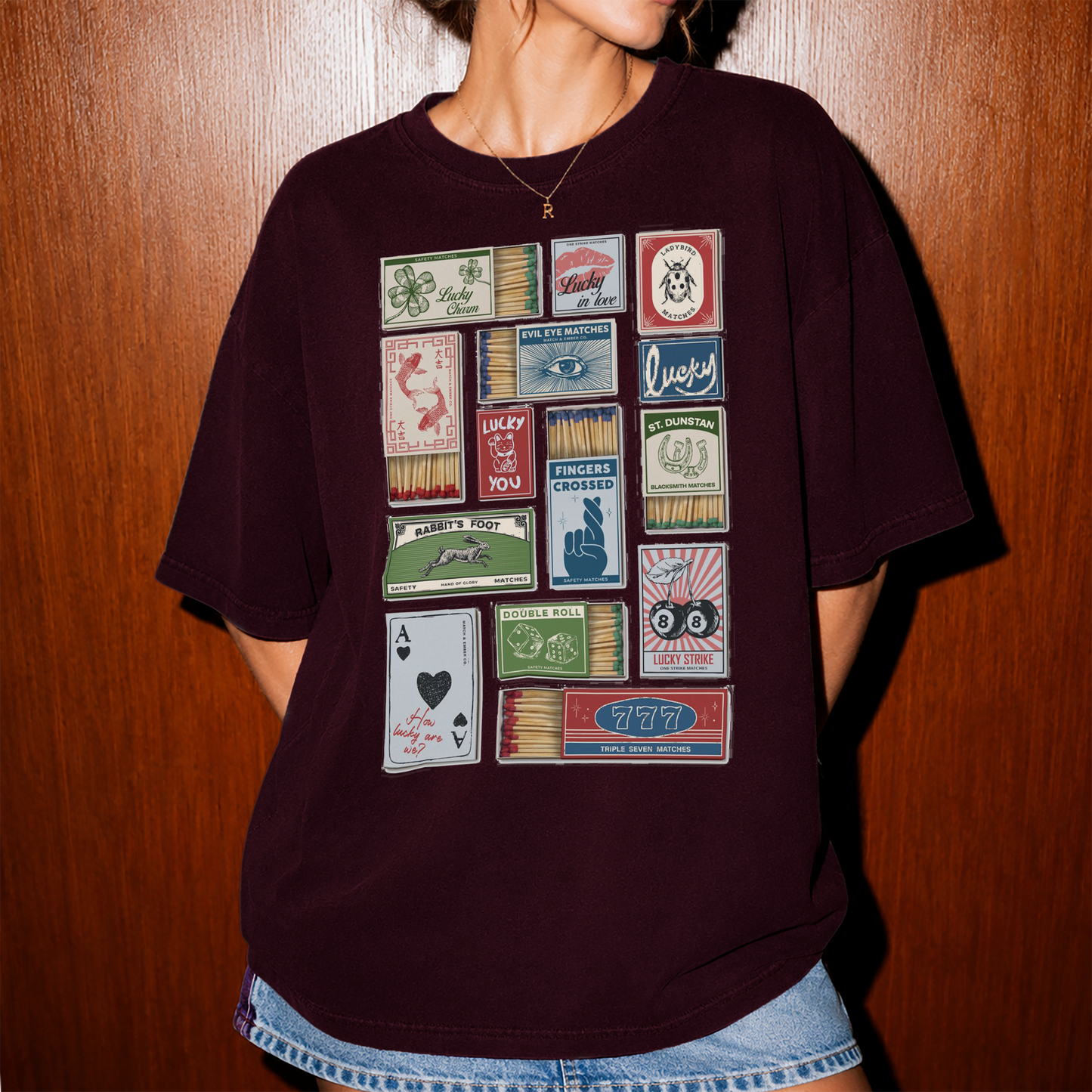 Lucky Matchbox Collage Tee or Crew Sweatshirt
