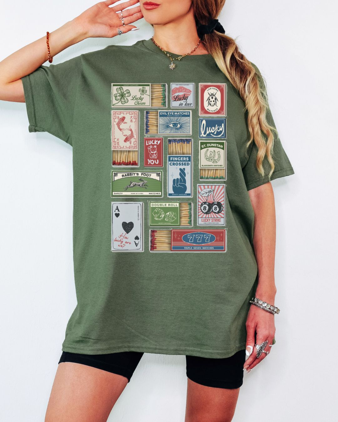 Lucky Matchbox Collage Tee or Crew Sweatshirt