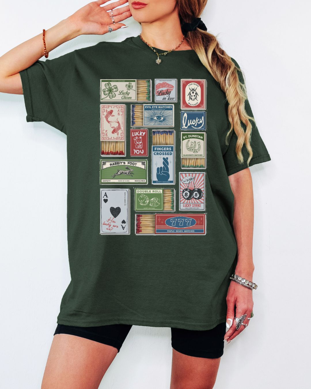 Lucky Matchbox Collage Tee or Crew Sweatshirt