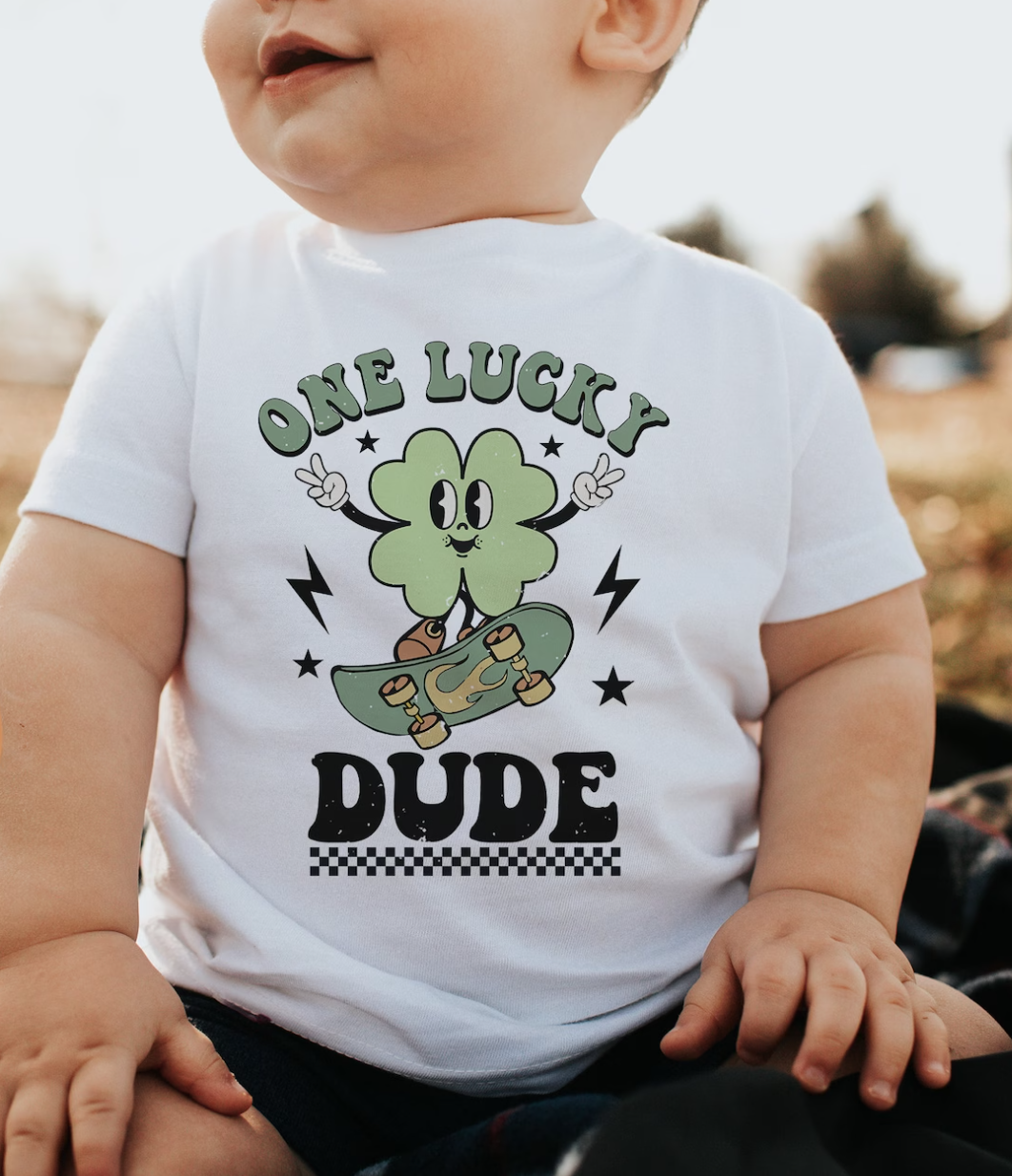 One Lucky Dude 4 Leaf Clover Skateboarding Tee