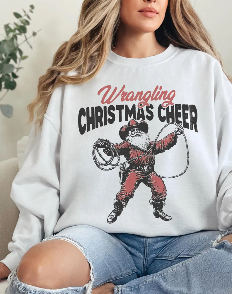 Wrangling Christmas Cheer T-Shirt or Crew Sweatshirt