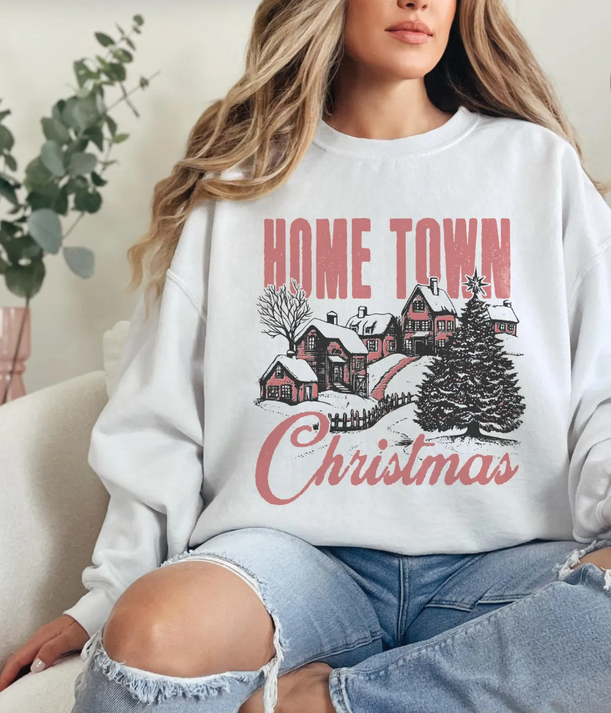 Home Town Christmas T-Shirt or Crew Sweatshirt