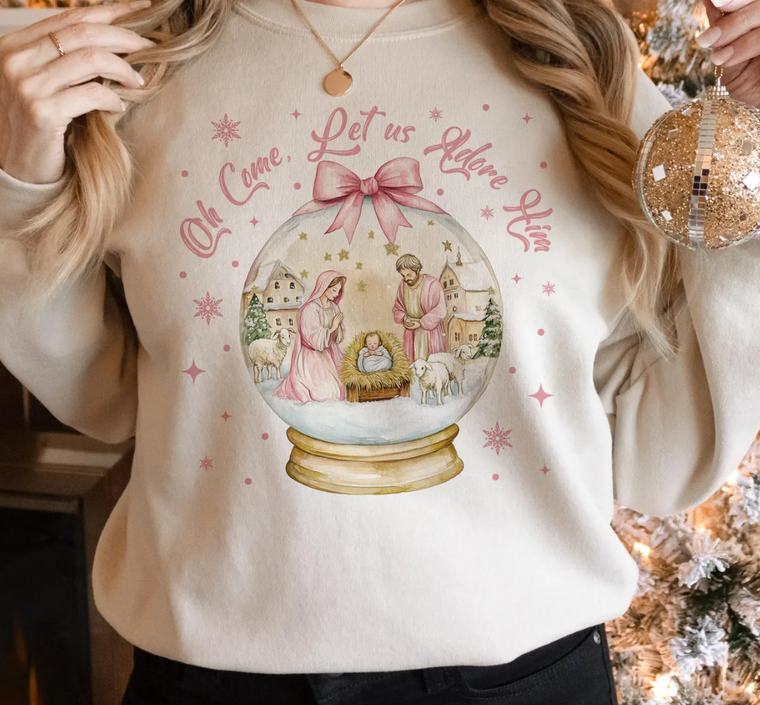 Oh Come Let Us Adore Him T-Shirt or Crew Sweatshirt