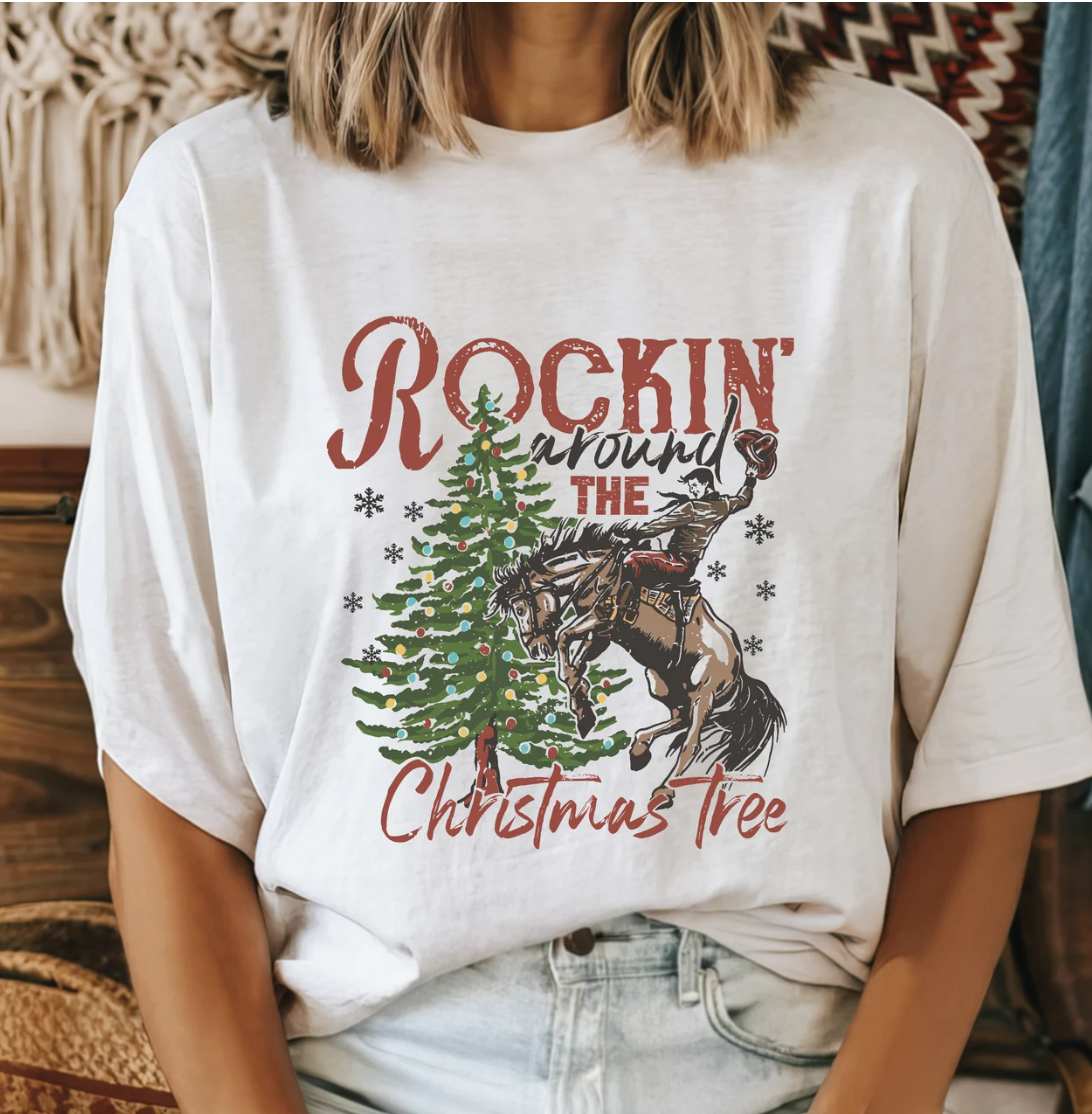 Rockin' Around The Christmas Tree T-Shirt or Crew Sweatshirt