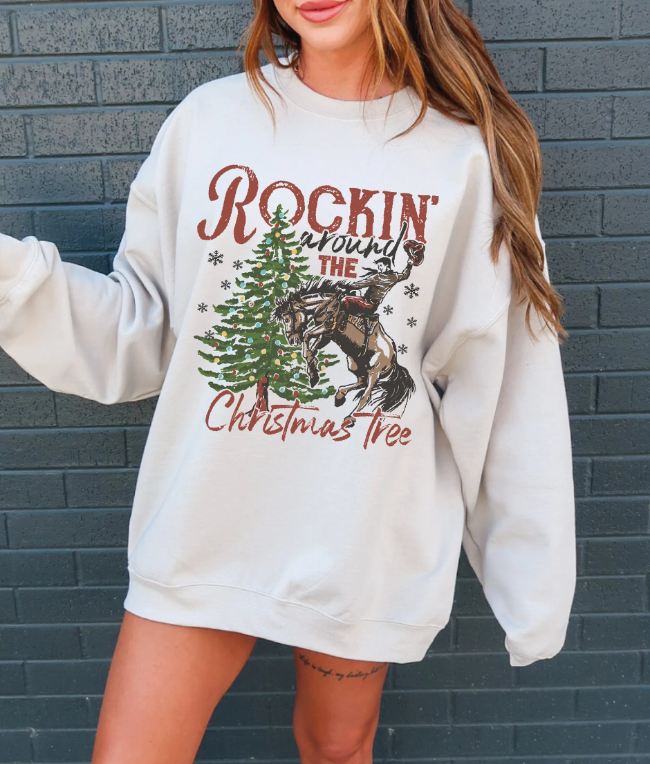 Rockin' Around The Christmas Tree T-Shirt or Crew Sweatshirt