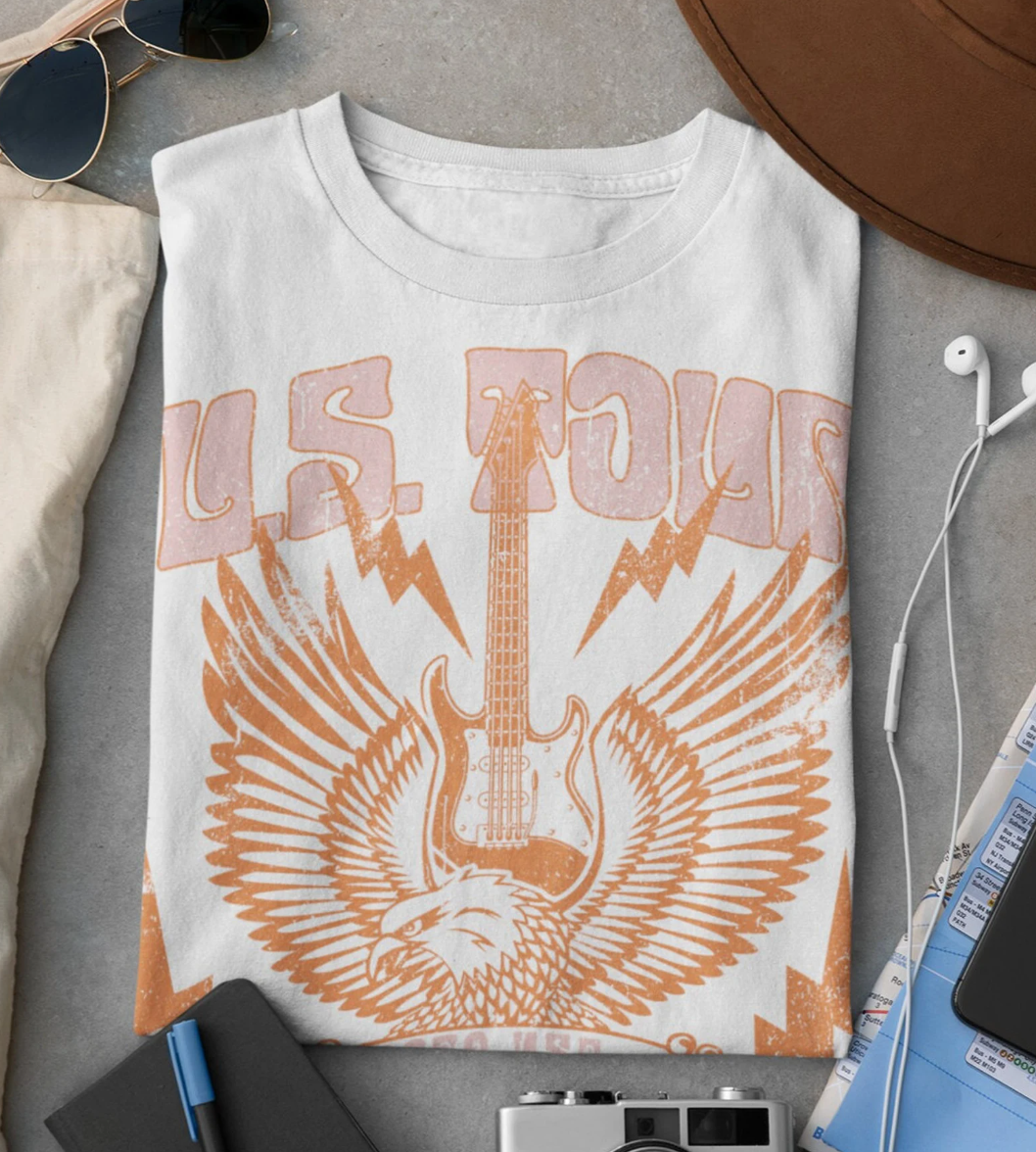 US Tour Guitar T-Shirt or Crew Sweatshirt