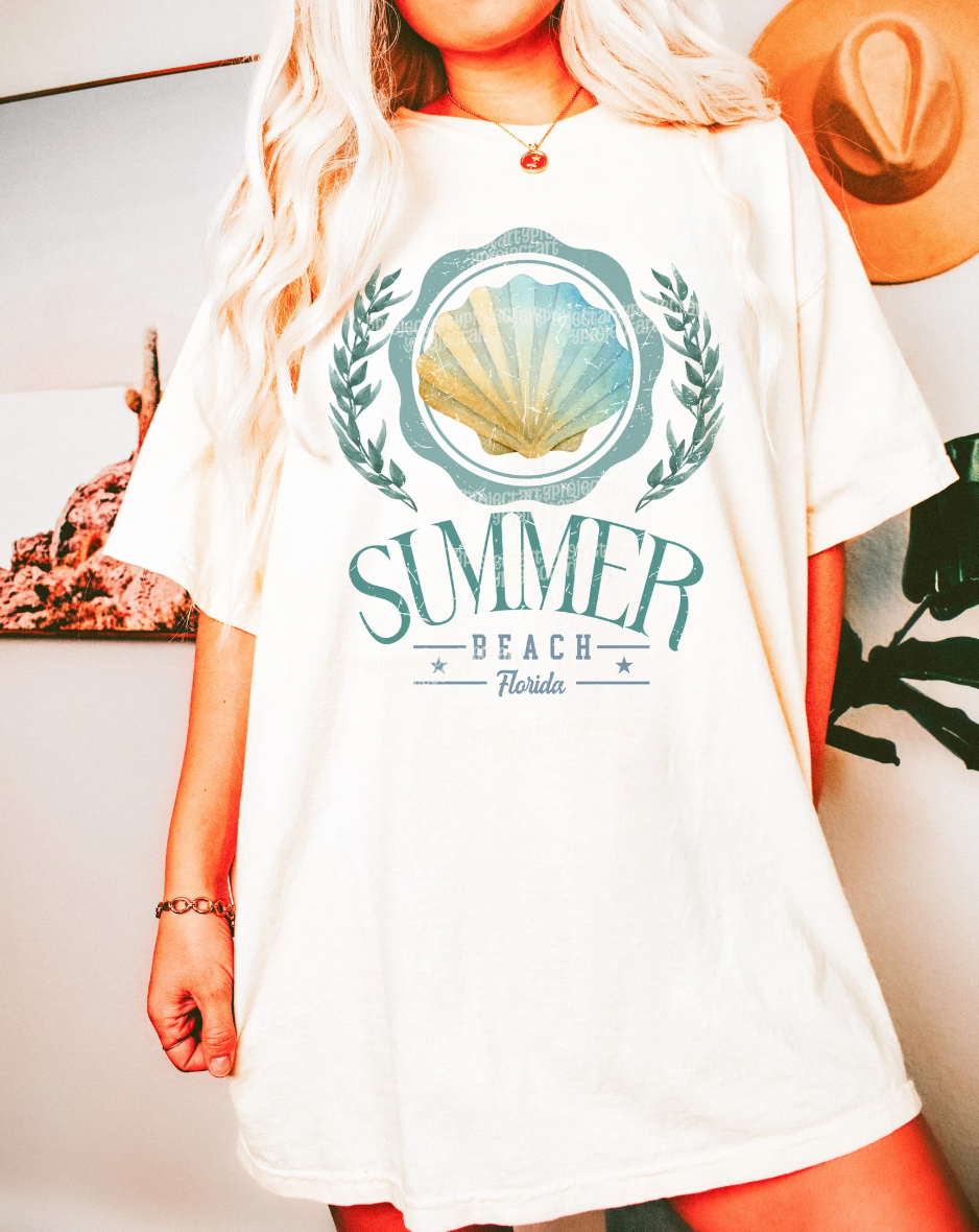 Summer Beach Florida Shell T-Shirt or Crew Sweatshirt