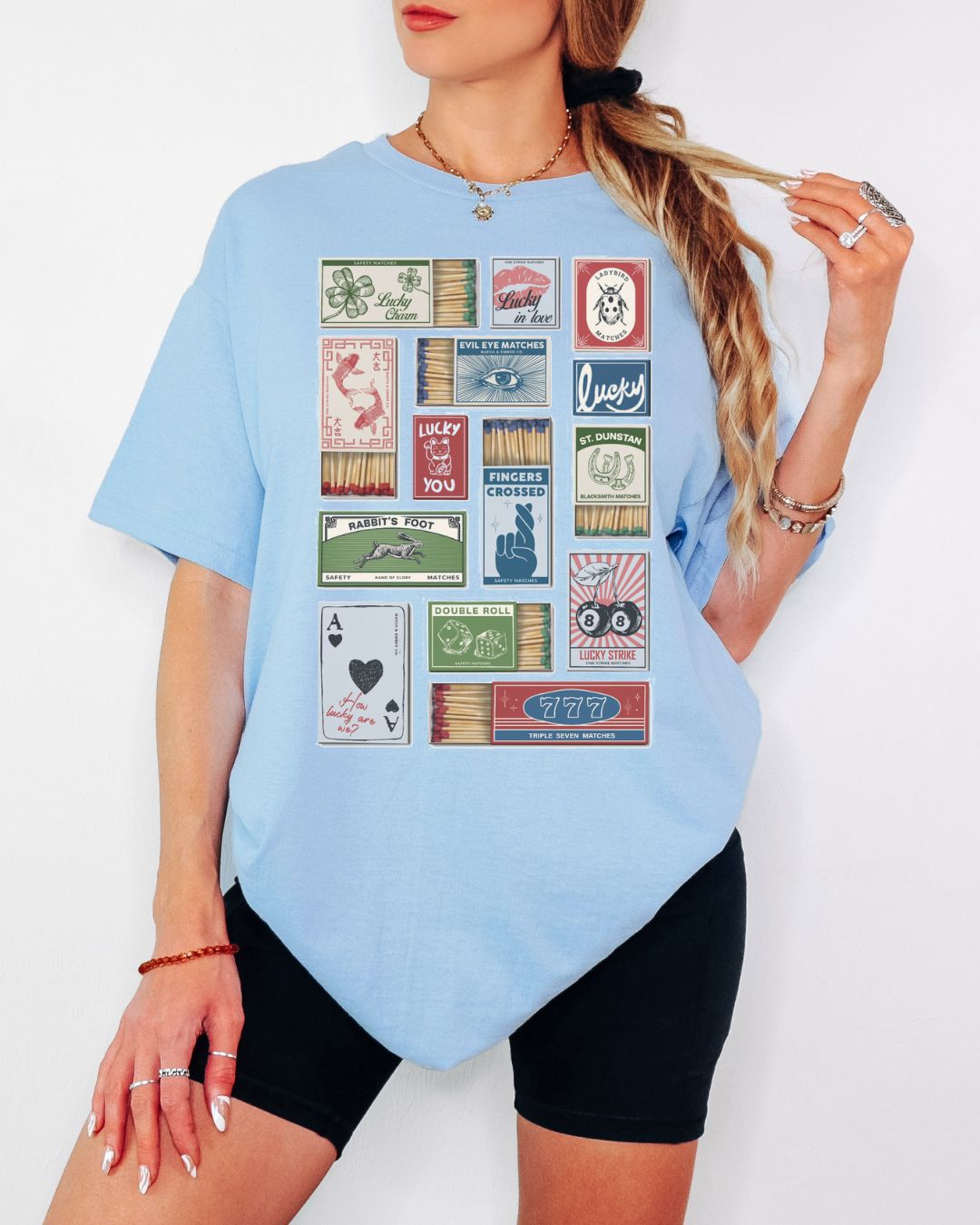 Lucky Matchbox Collage Tee or Crew Sweatshirt