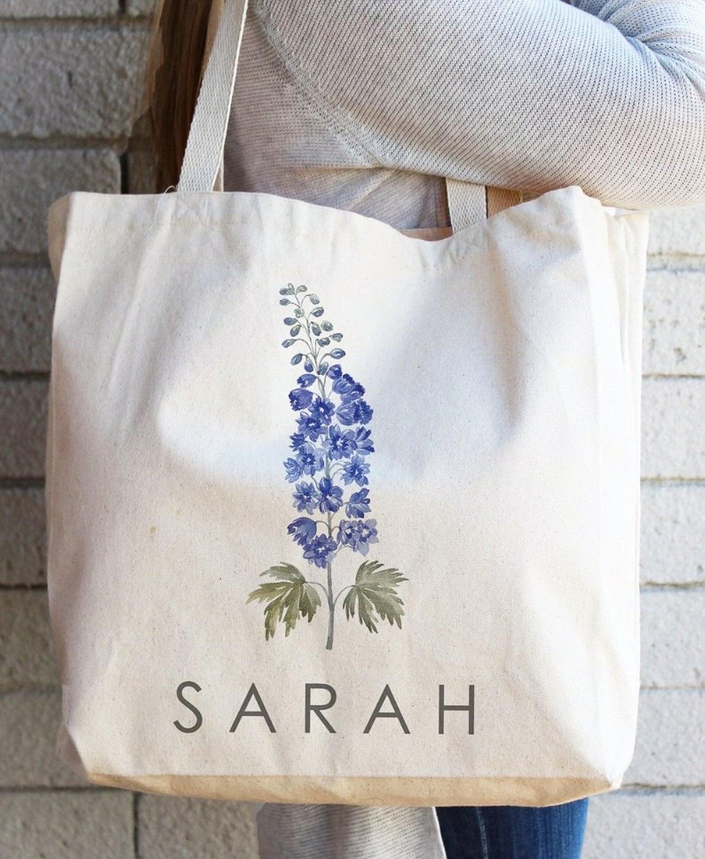 Personalized Birth Flower Canvas Totes