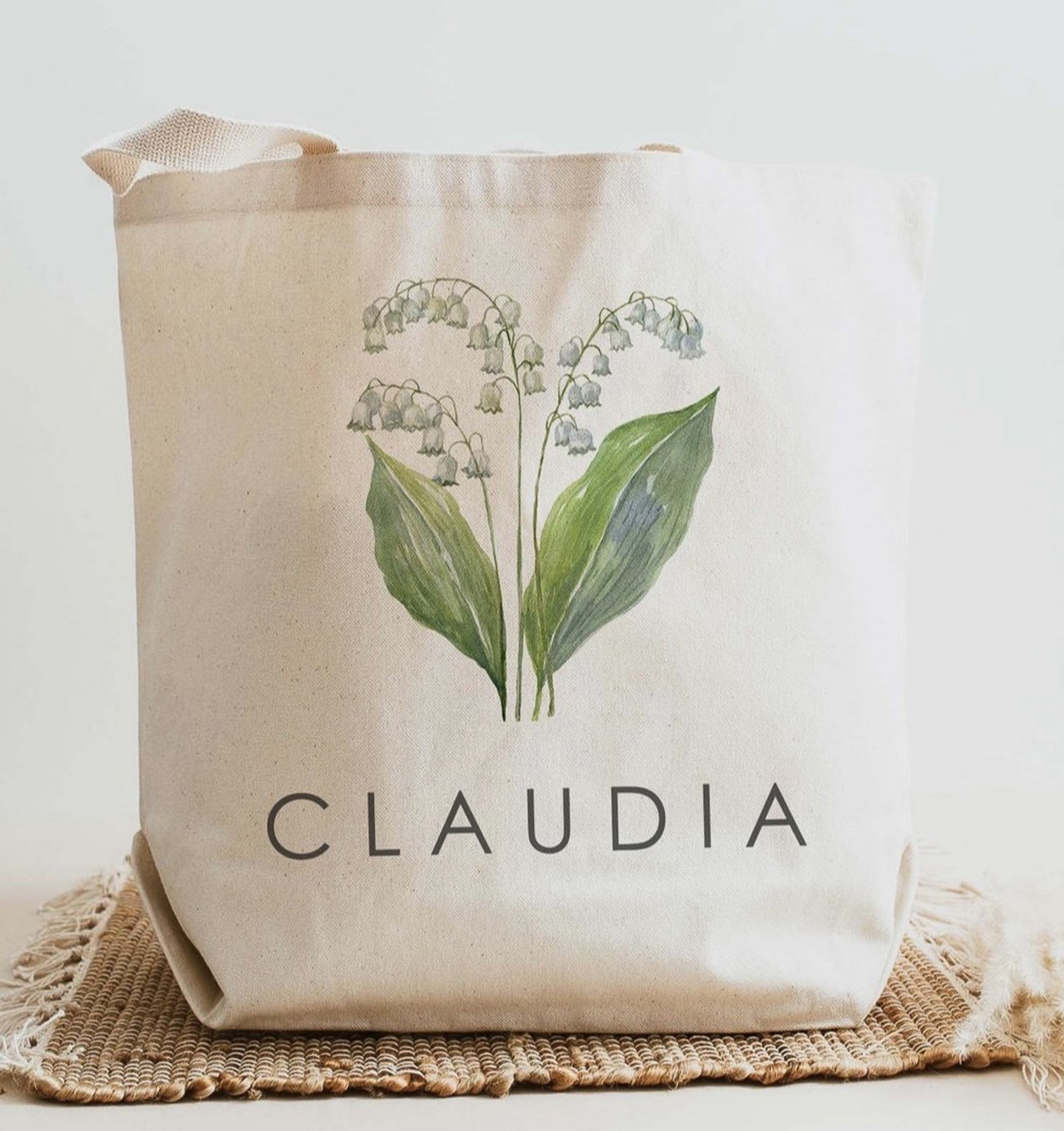 Personalized Birth Flower Canvas Totes