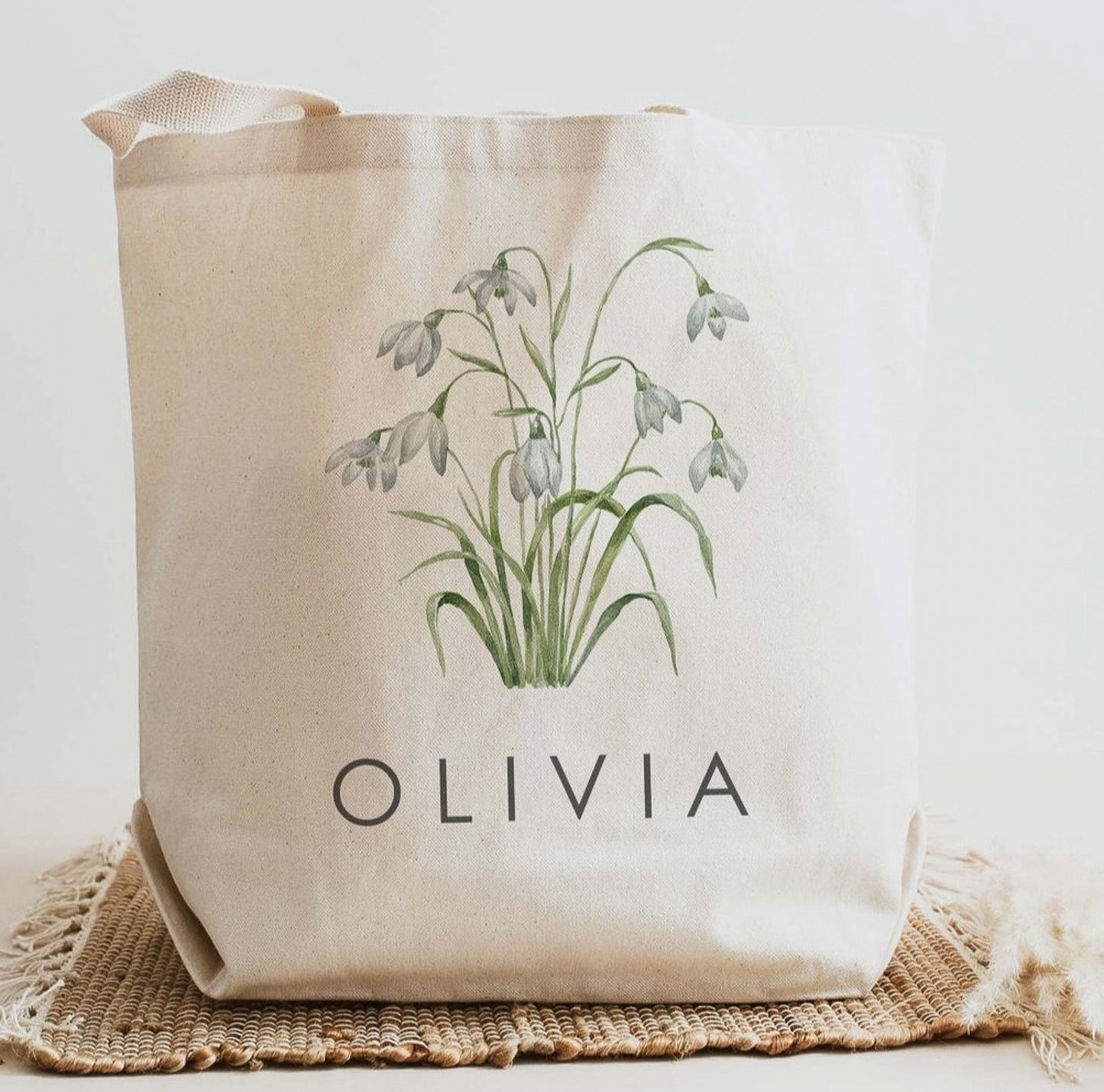 Personalized Birth Flower Canvas Totes
