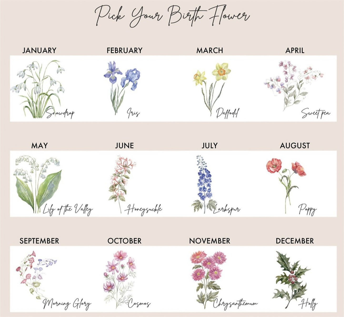 Personalized Birth Flower Canvas Totes