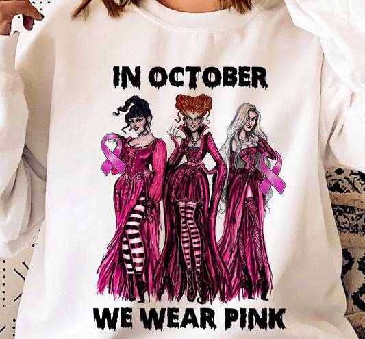 In October We Wear Pink crew sweatshirt