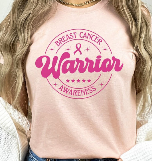 Warrior breast cancer awareness graphic tee
