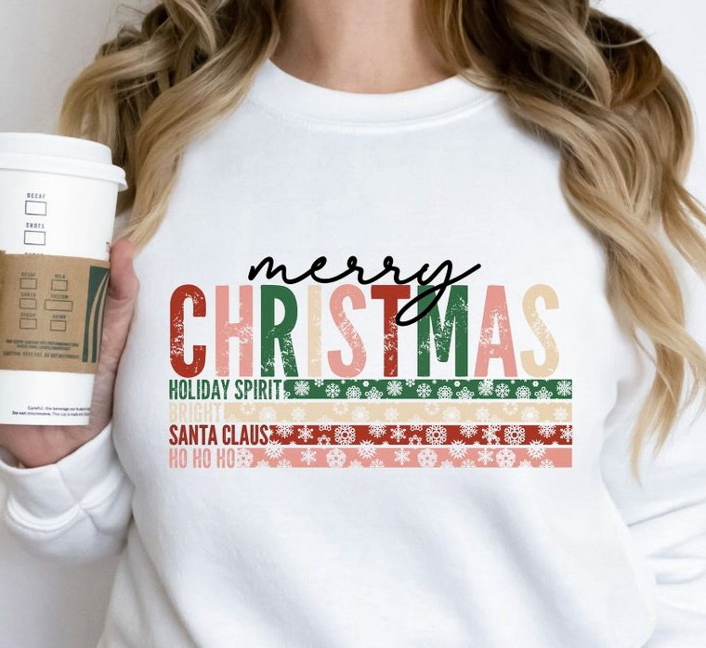 Merry Christmas Holiday Spirit Bright Santa Claus Ho Ho Ho Crew Sweatshirt