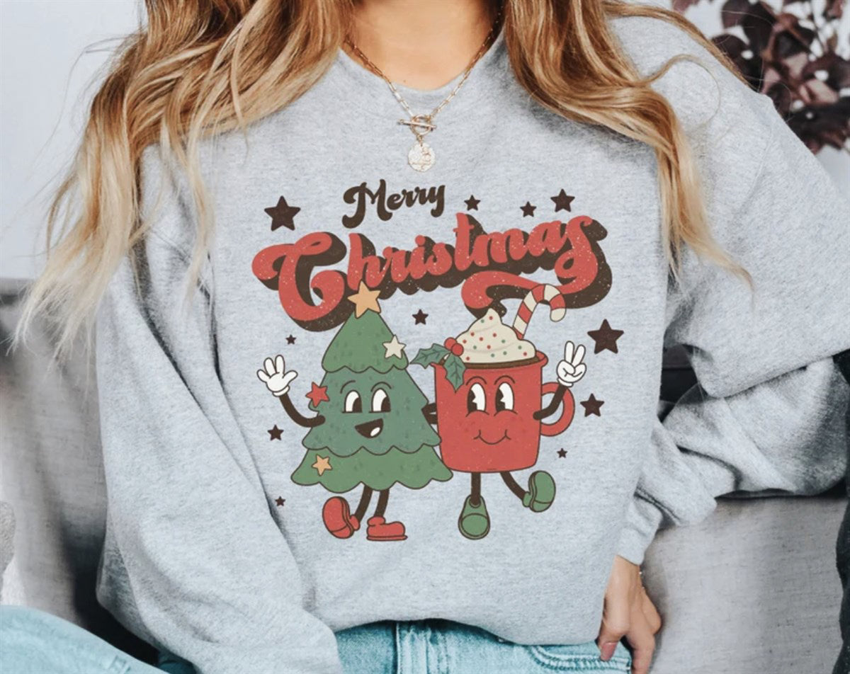 Merry Christmas Tree & Cocoa Crew Sweatshirt
