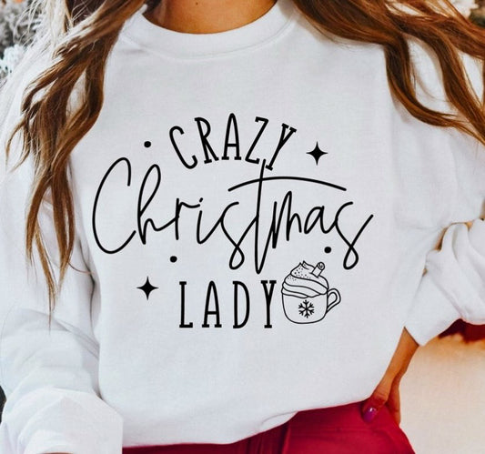 Crazy Christmas Lady Crew Sweatshirt