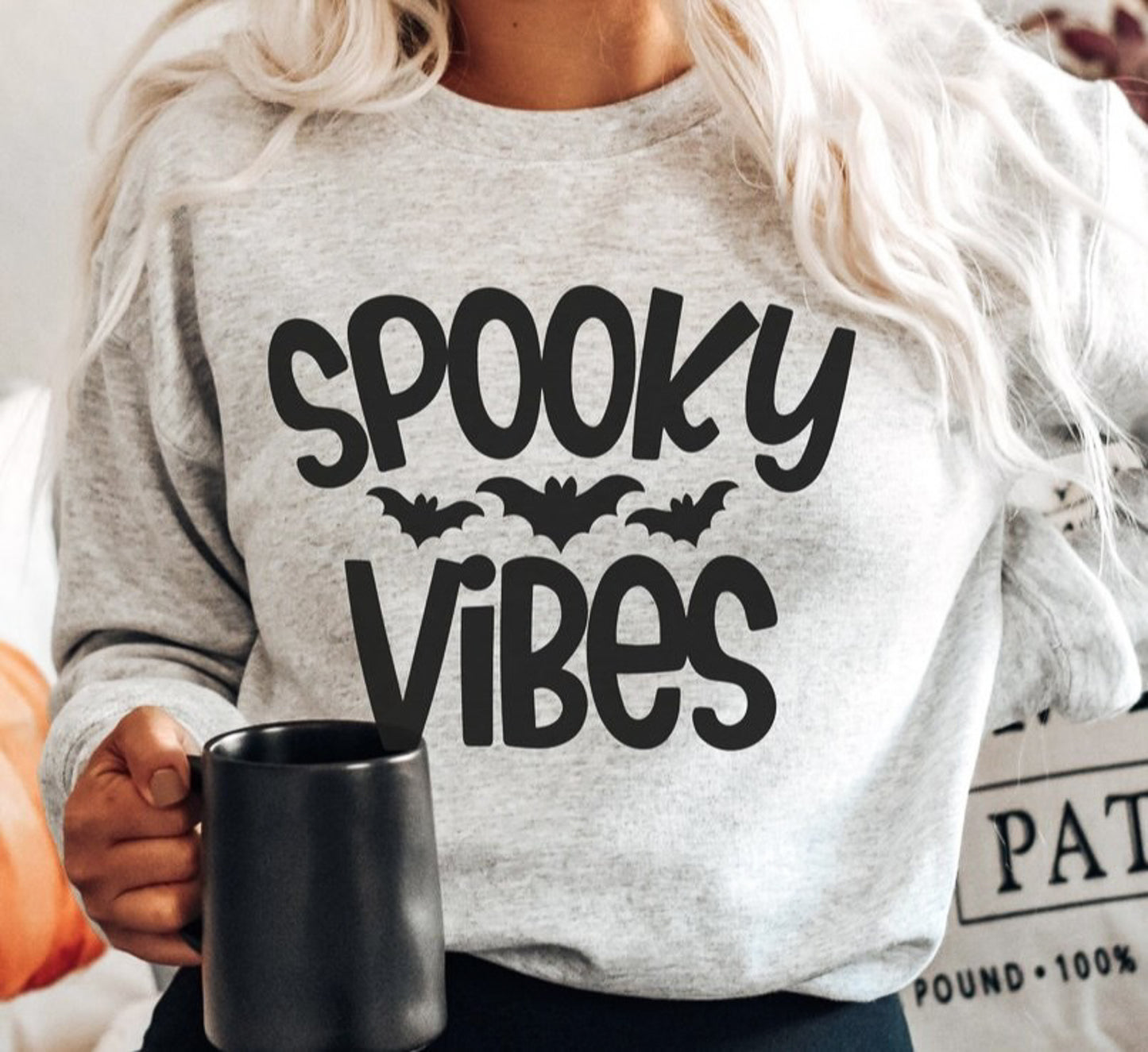 Spooky Vibes With Bats Crew Sweatshirt