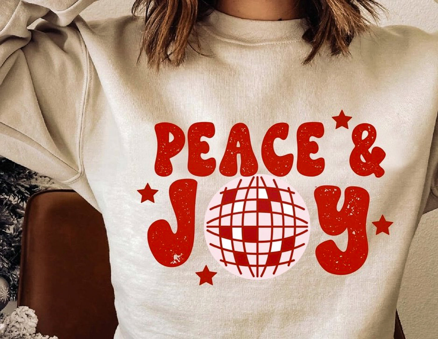 Peace & Joy Disco Ball Crew Sweatshirt