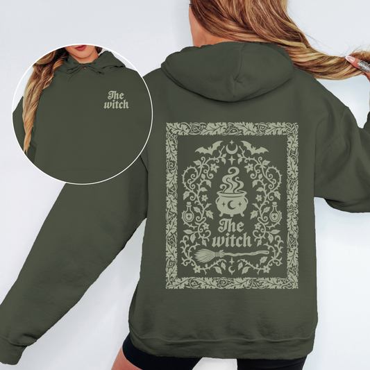 The Witch - olive crew front and back