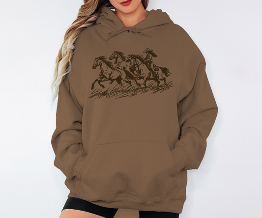 Wild Horses Cowgirl - duck brown crew