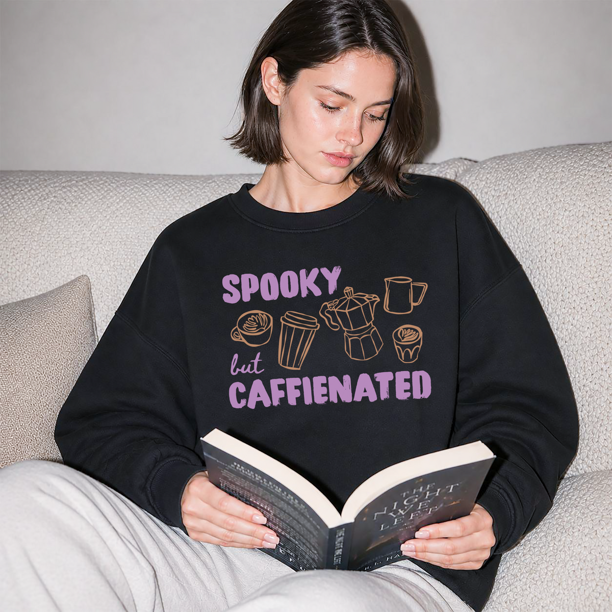 Spooky But Caffeinated Tee or Crew Sweatshirt