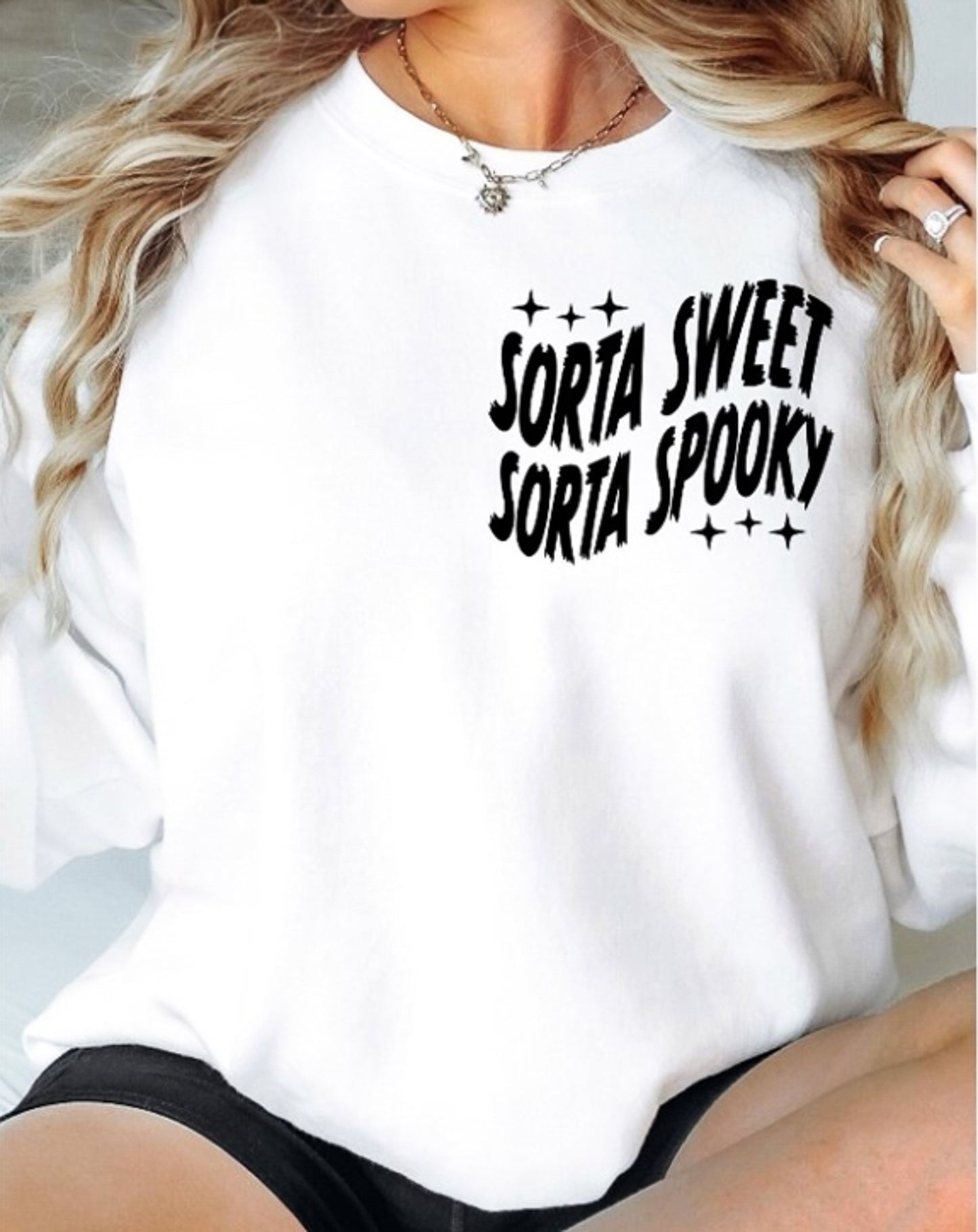 Sorta Sweet Sorta Spooky Floral Jack-O-Lantern Front/Back Crew Sweatshirt