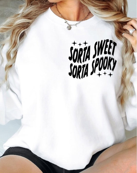 Sorta Sweet Sorta Spooky Floral Jack-O-Lantern Front/Back Crew Sweatshirt