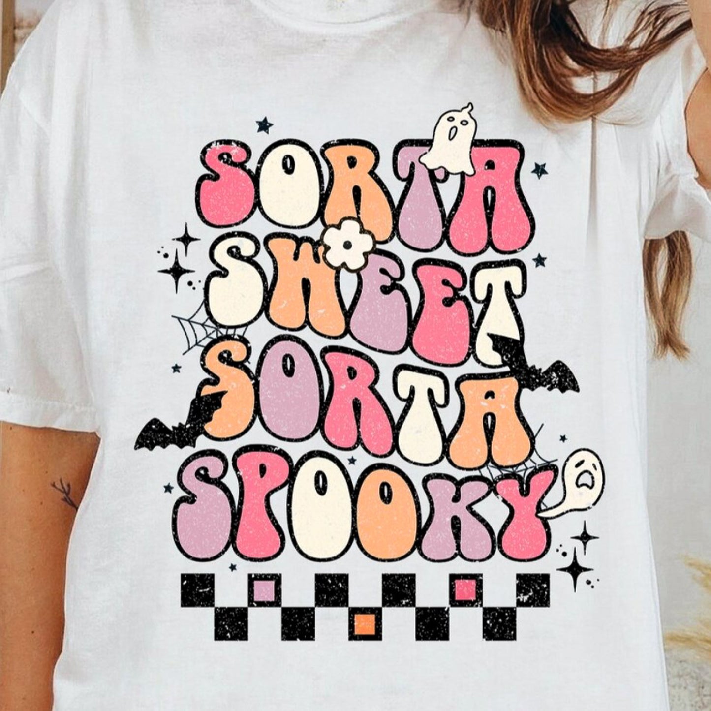 Sorta Sweet Sorta Spooky Checkered Tee