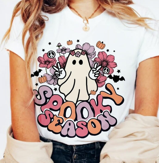 Spooky Season Ghost With Flower Crown Tee