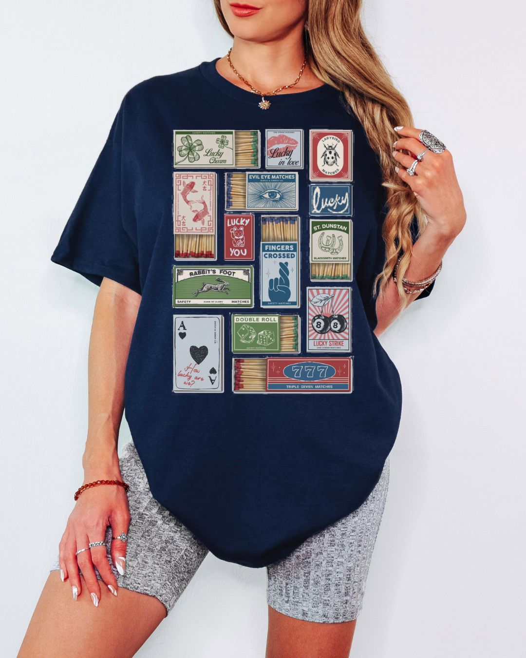 Lucky Matchbox Collage Tee or Crew Sweatshirt