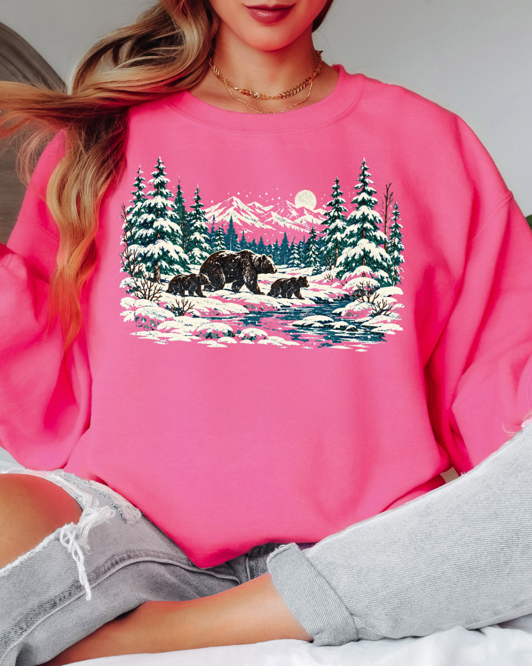 90s Retro Winter Landscape Tee or Crew Sweatshirt