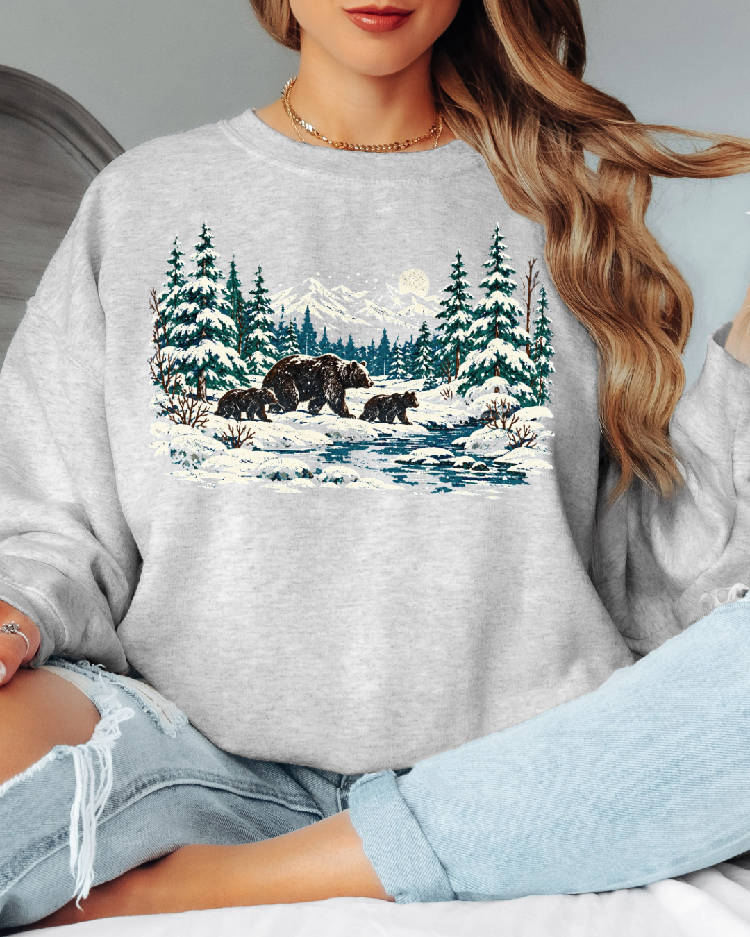 90s Retro Winter Landscape Tee or Crew Sweatshirt