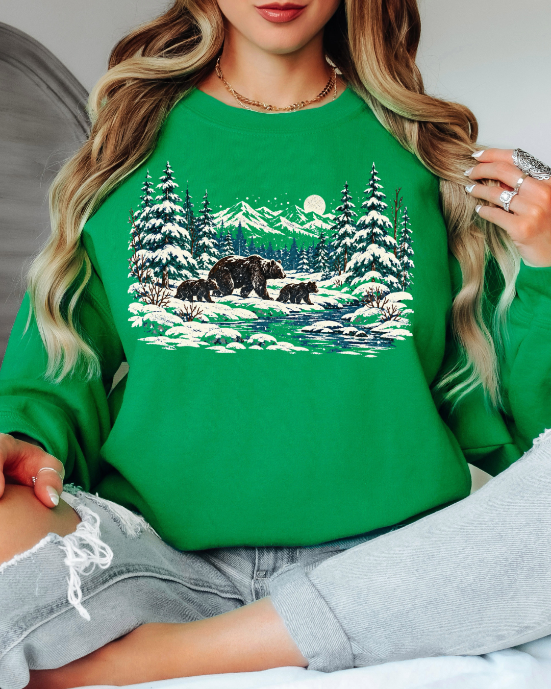 90s Retro Winter Landscape Tee or Crew Sweatshirt