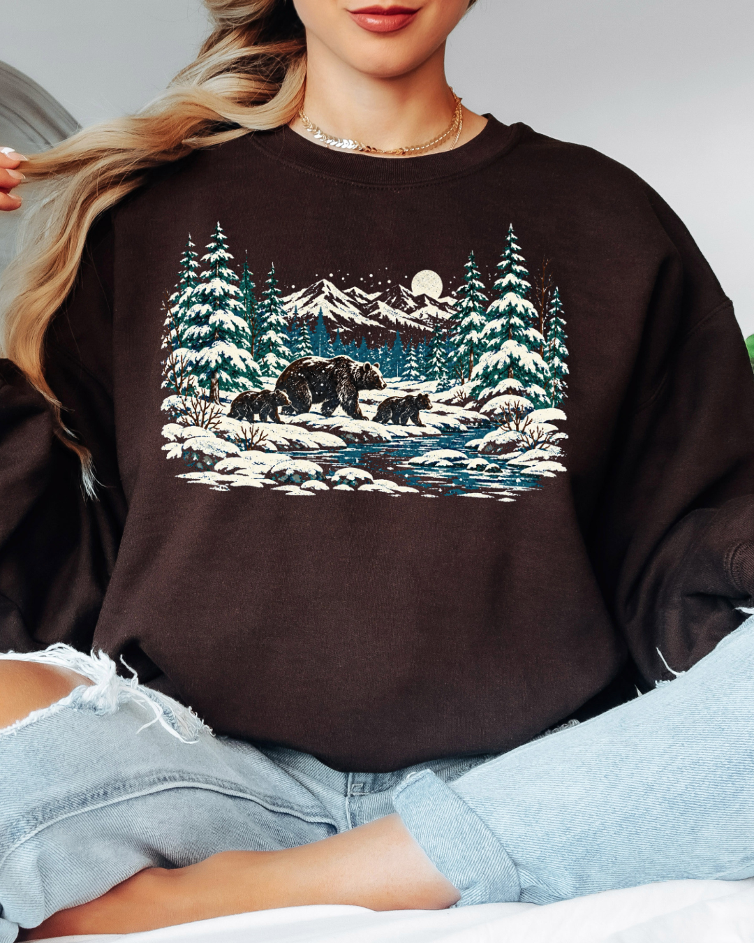 90s Retro Winter Landscape Tee or Crew Sweatshirt
