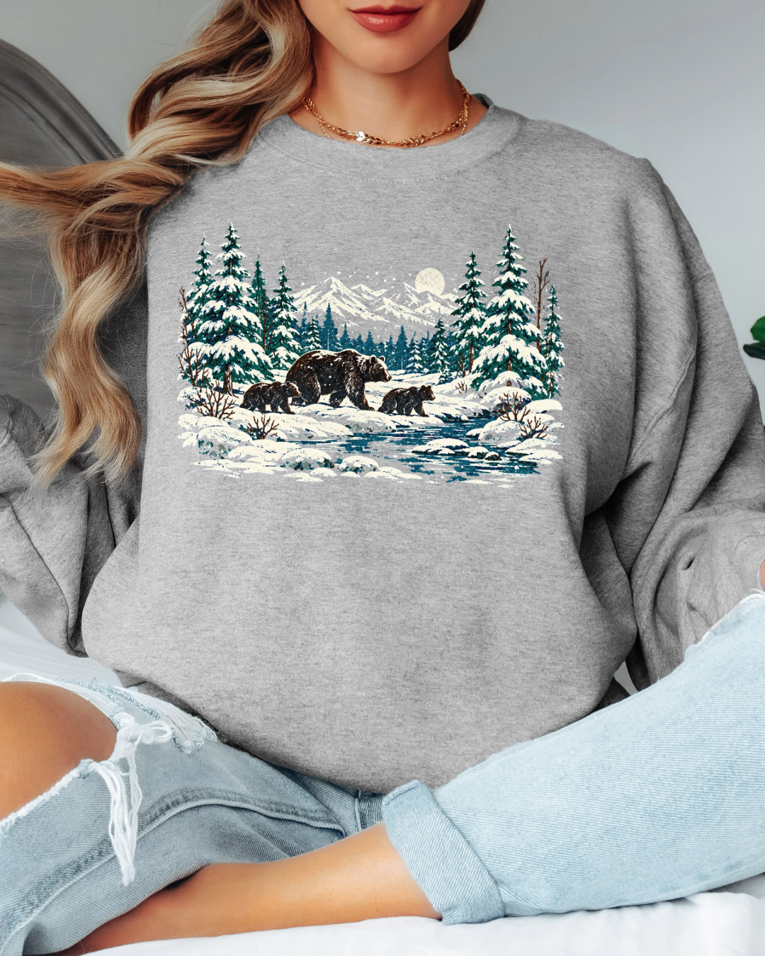 90s Retro Winter Landscape Tee or Crew Sweatshirt