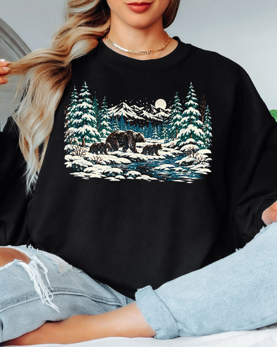 90s Retro Winter Landscape Tee or Crew Sweatshirt