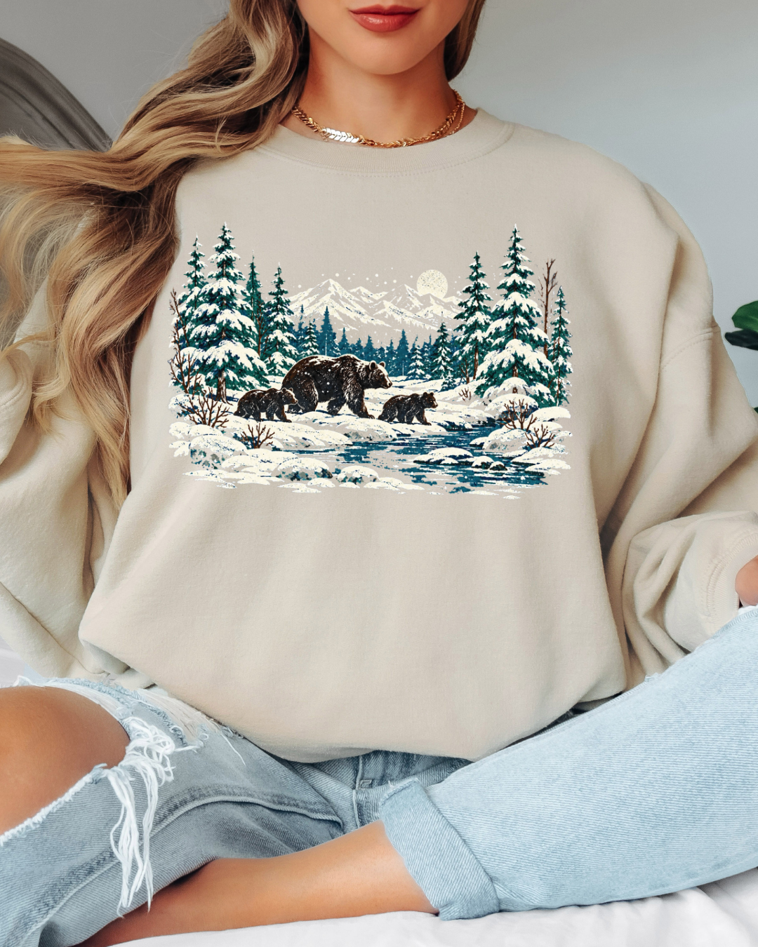 90s Retro Winter Landscape Tee or Crew Sweatshirt
