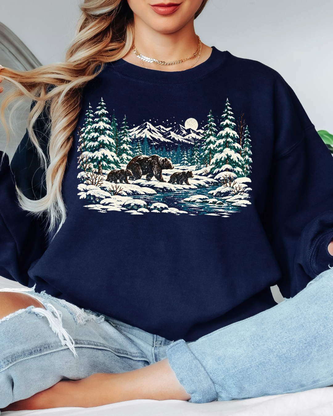 90s Retro Winter Landscape Tee or Crew Sweatshirt