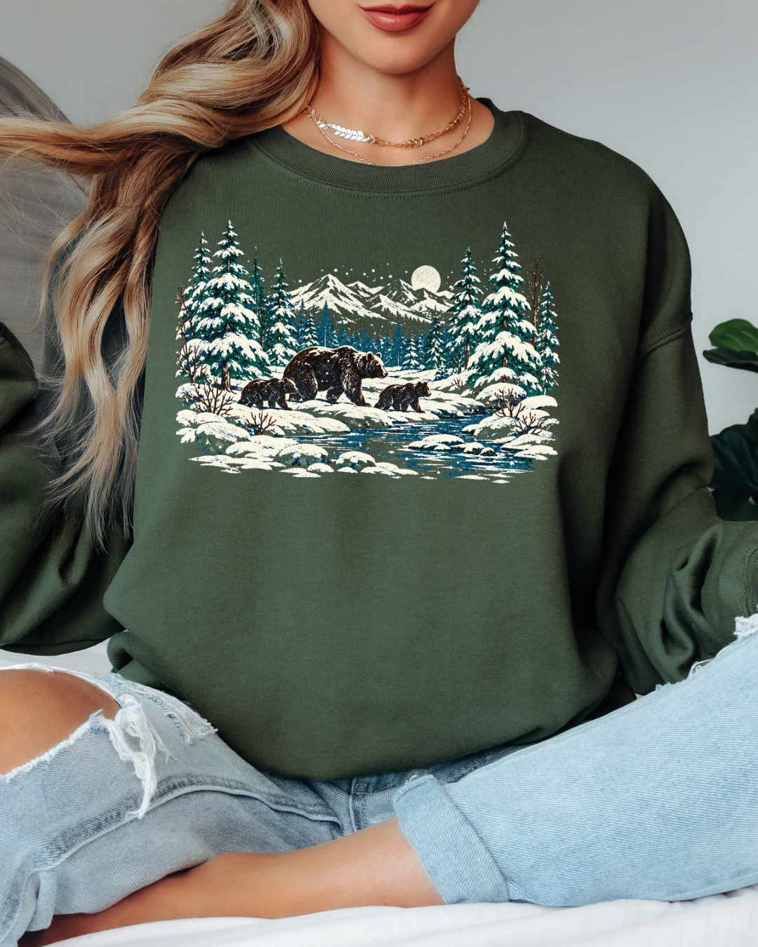 90s Retro Winter Landscape Tee or Crew Sweatshirt