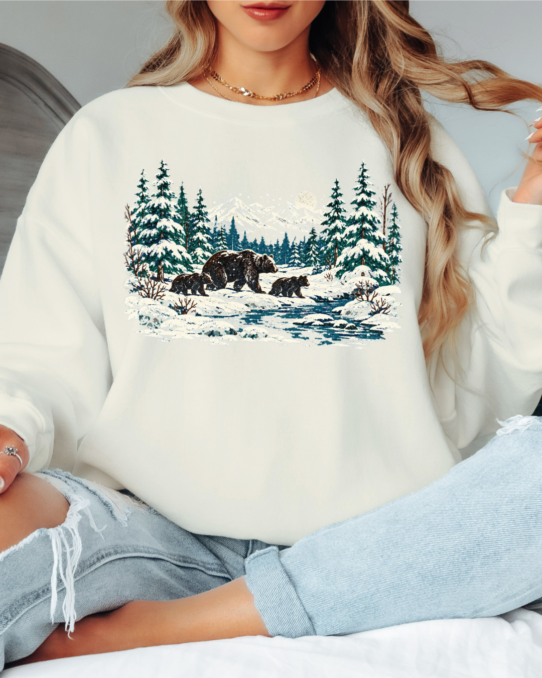 90s Retro Winter Landscape Tee or Crew Sweatshirt