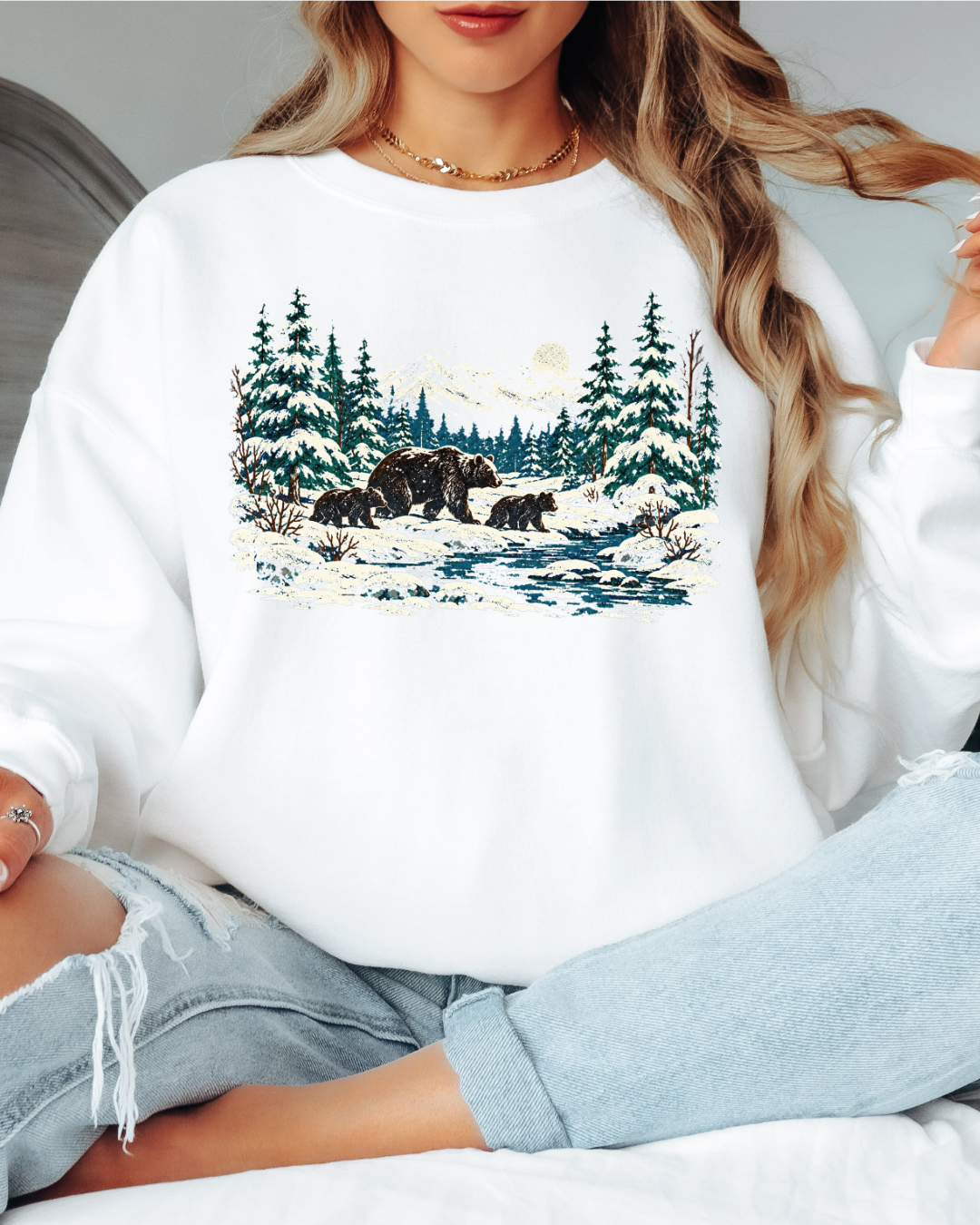 90s Retro Winter Landscape Tee or Crew Sweatshirt